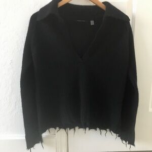 Brazeau Tricot Black Paris Polo Cashmere Sweater Size Small